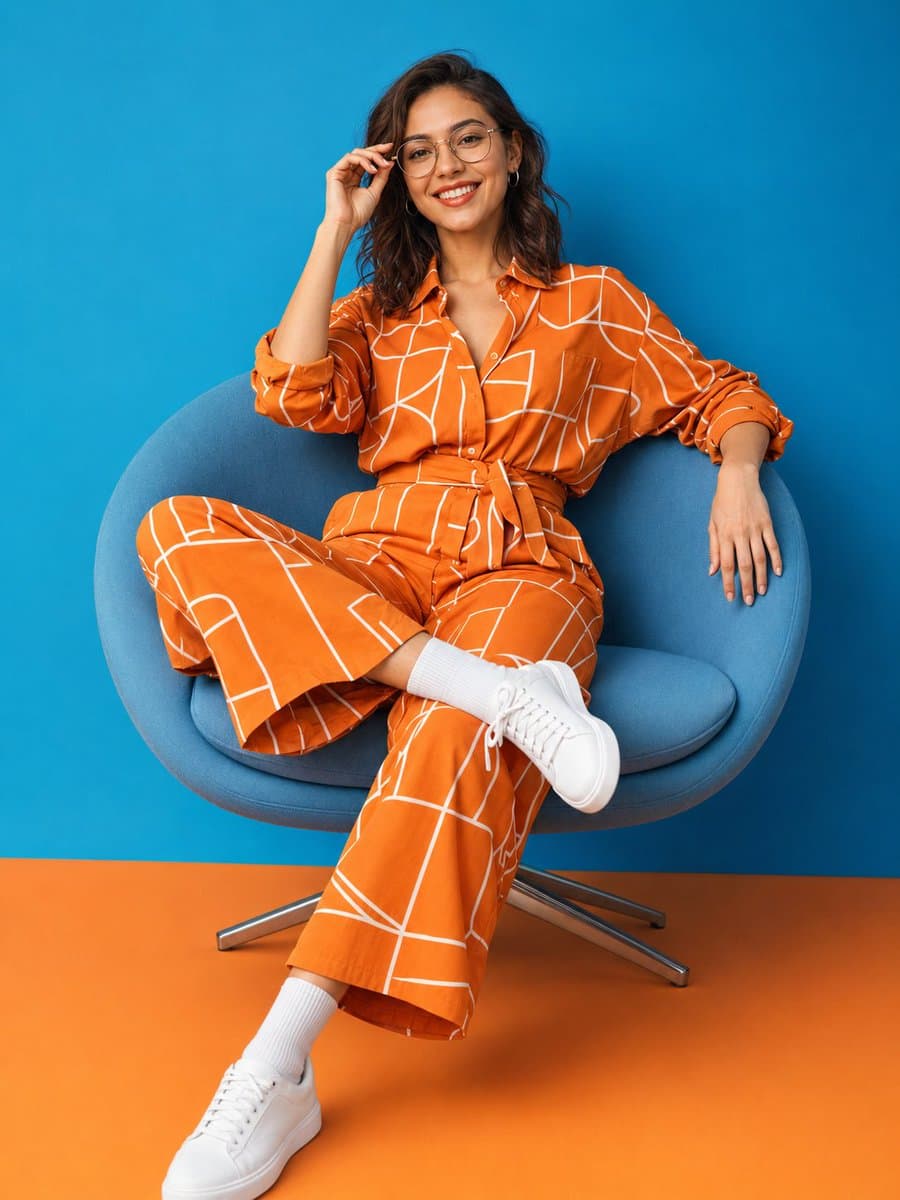 Ultra-realistic fashion lifestyle photography of a cheerful