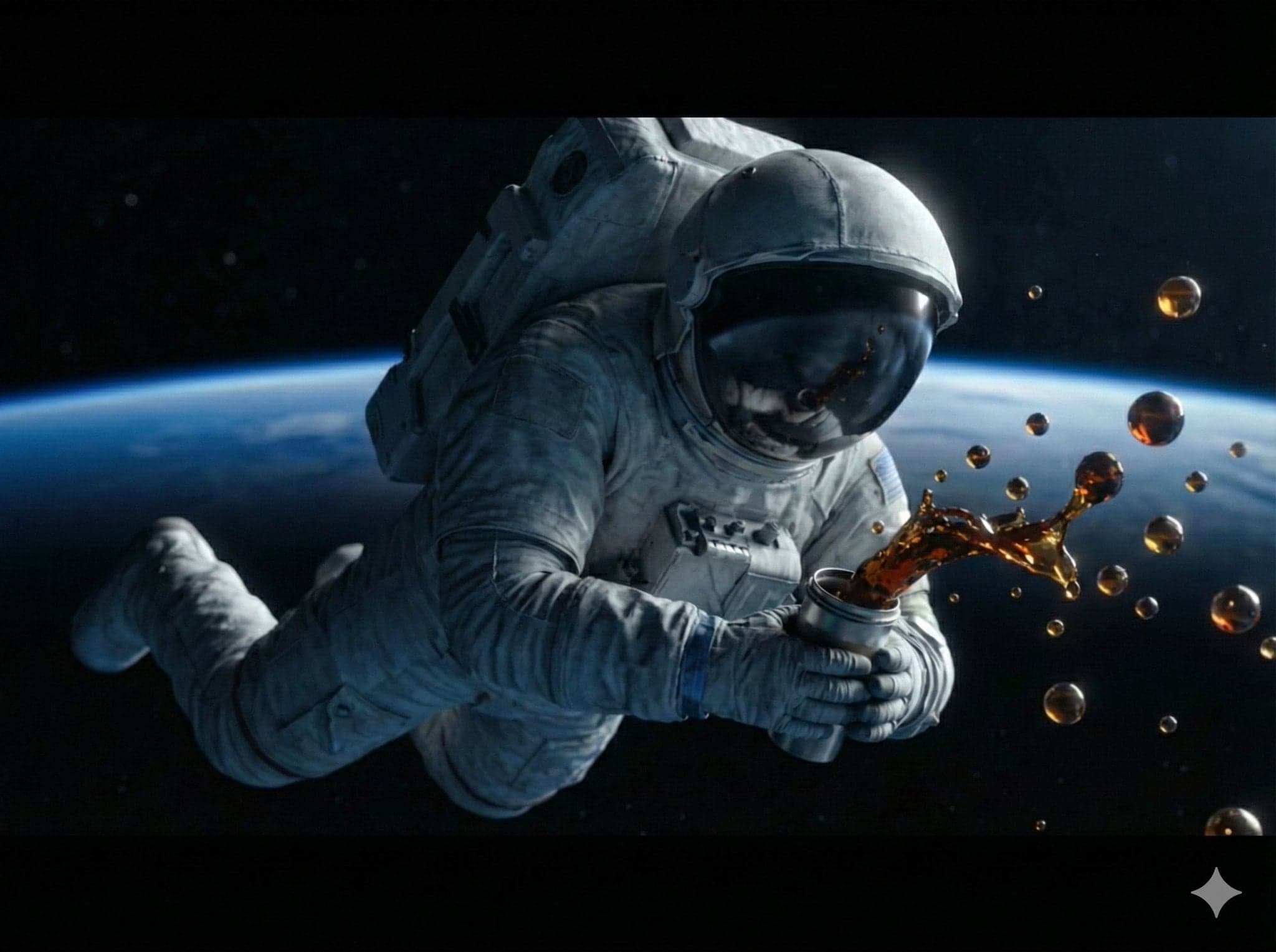 A high-detail, cinematic shot of an astronaut floating in ou