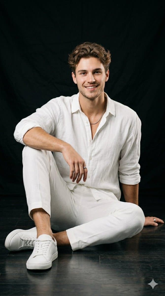 A professional studio portrait collection featuring a handso