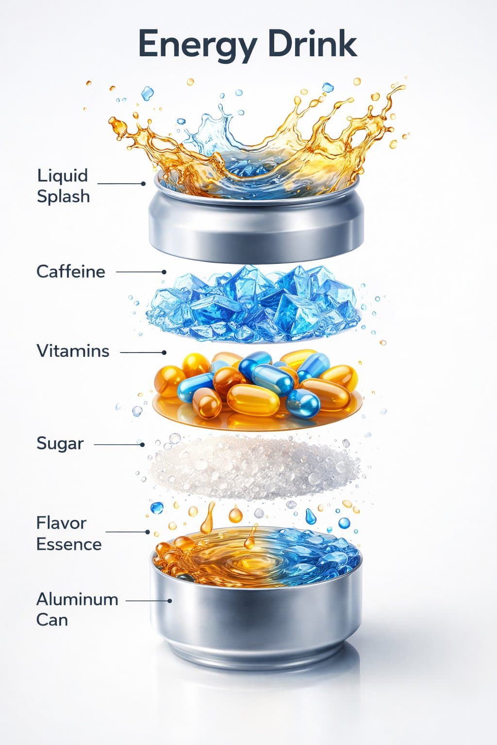The energy drink start to round spin while ingredients separ