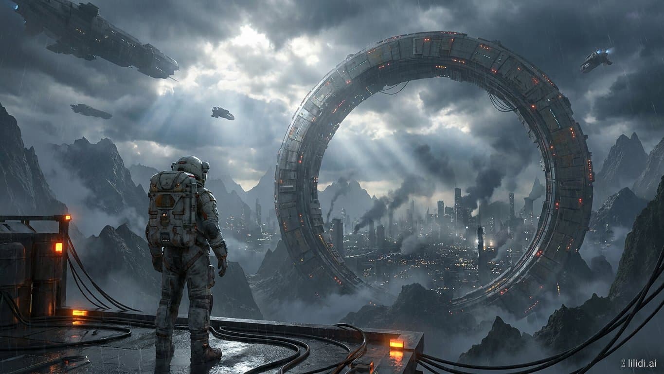 An immense futuristic megacity built inside a colossal circu