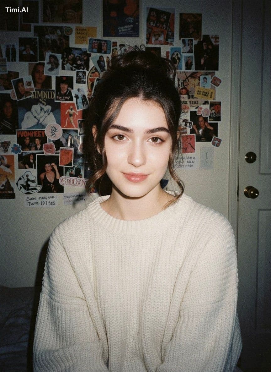 Without changing her original face, create a portrait of a b