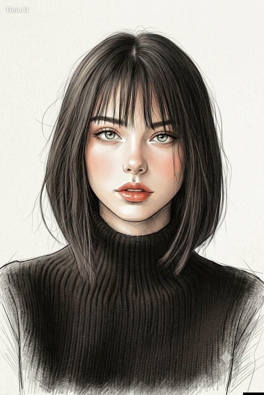 Ultra-premium handcrafted fashion portrait illustration blen