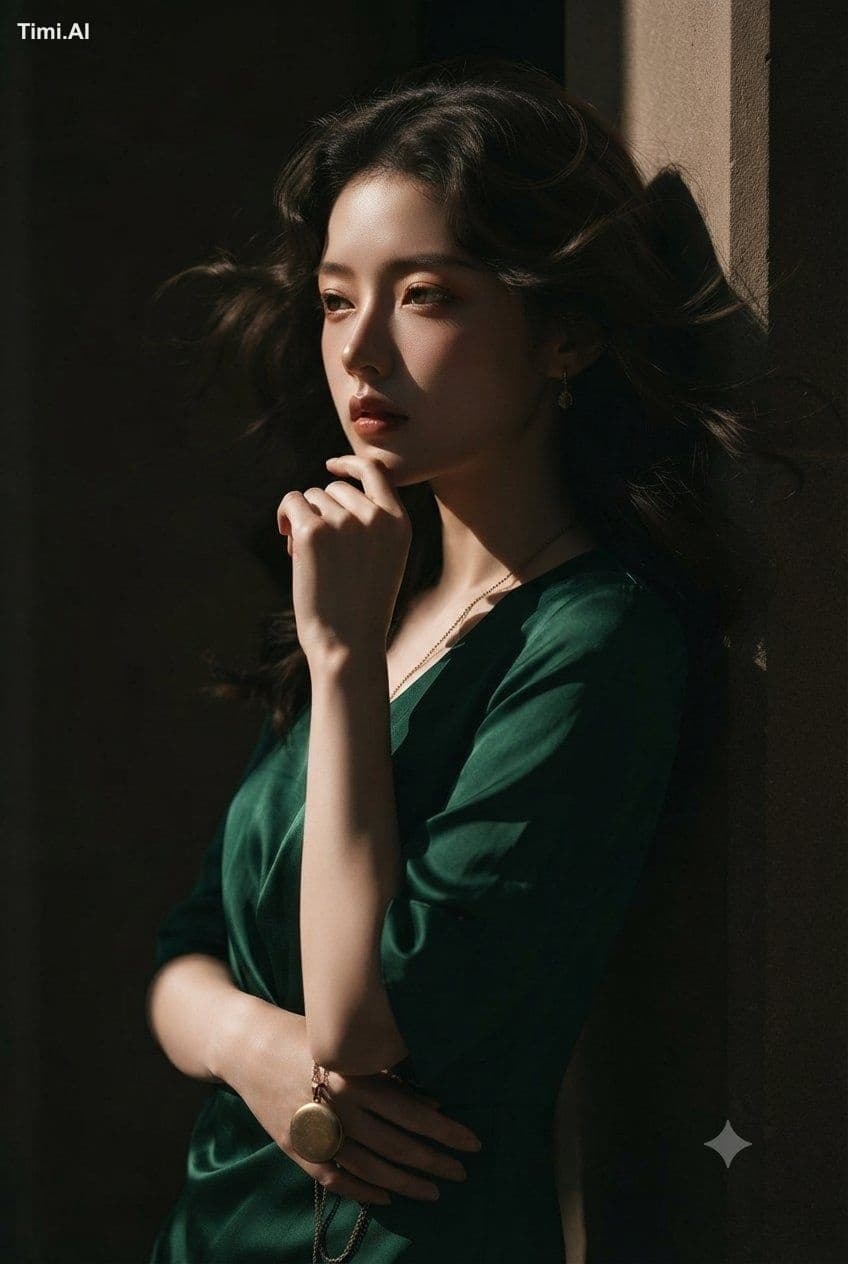 A series of cinematic, high-fashion portrait photographs cap