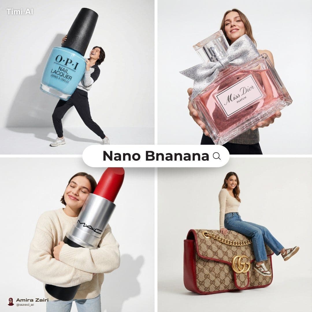 [person], [pose], oversized product in the attached image as