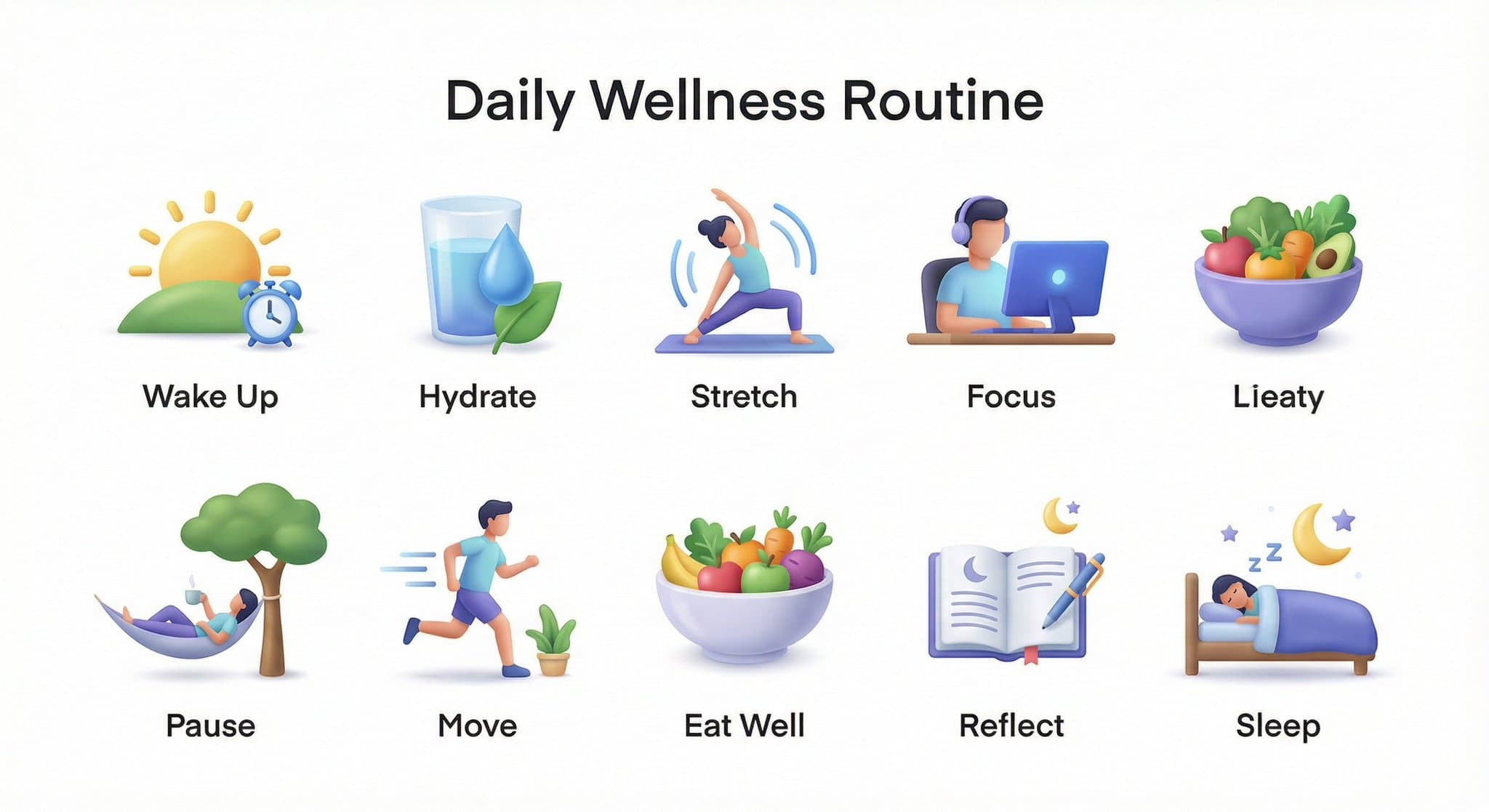 Create a collection of icons representing [ROUTINE / PROCESS