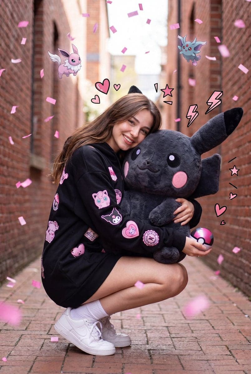 A hyper-realistic full-body portrait of a cute young woman c