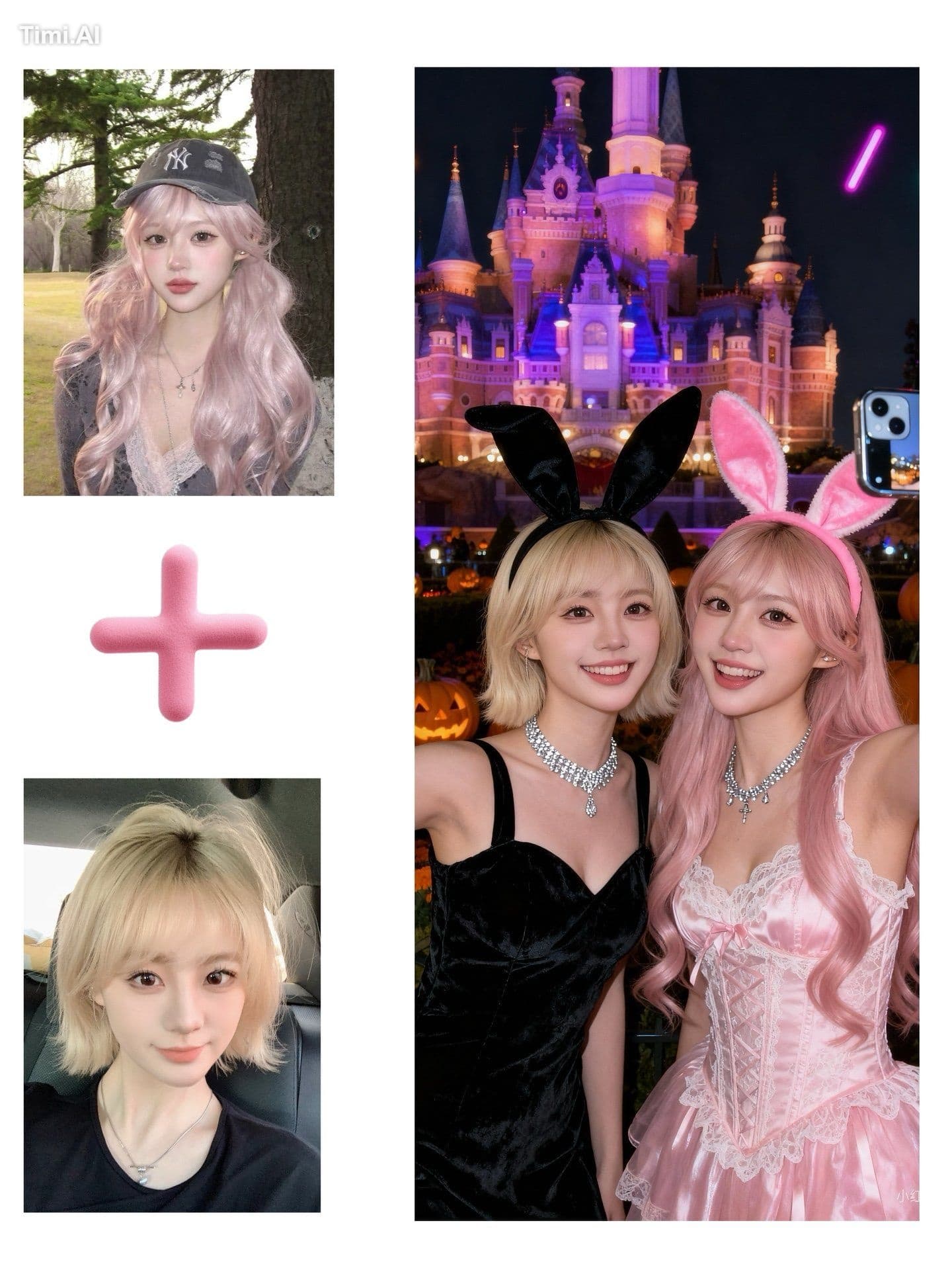 “Two girls spending Halloween night at Disneyland, taking a 
