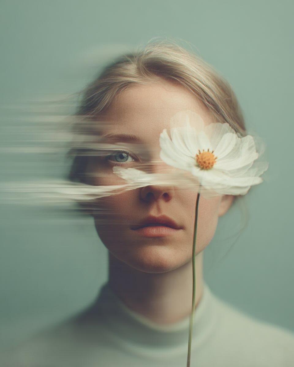 Ultra-realistic fine-art portrait of a young woman with soft