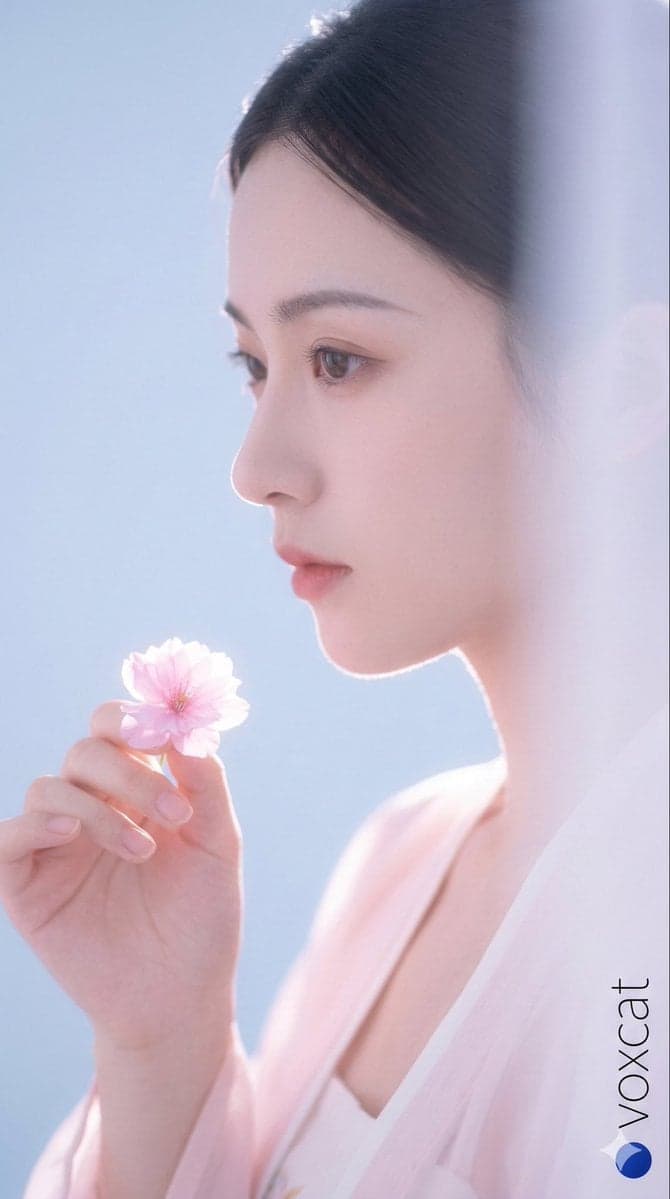 A cinematic half-body close-up portrait of an elegant and co