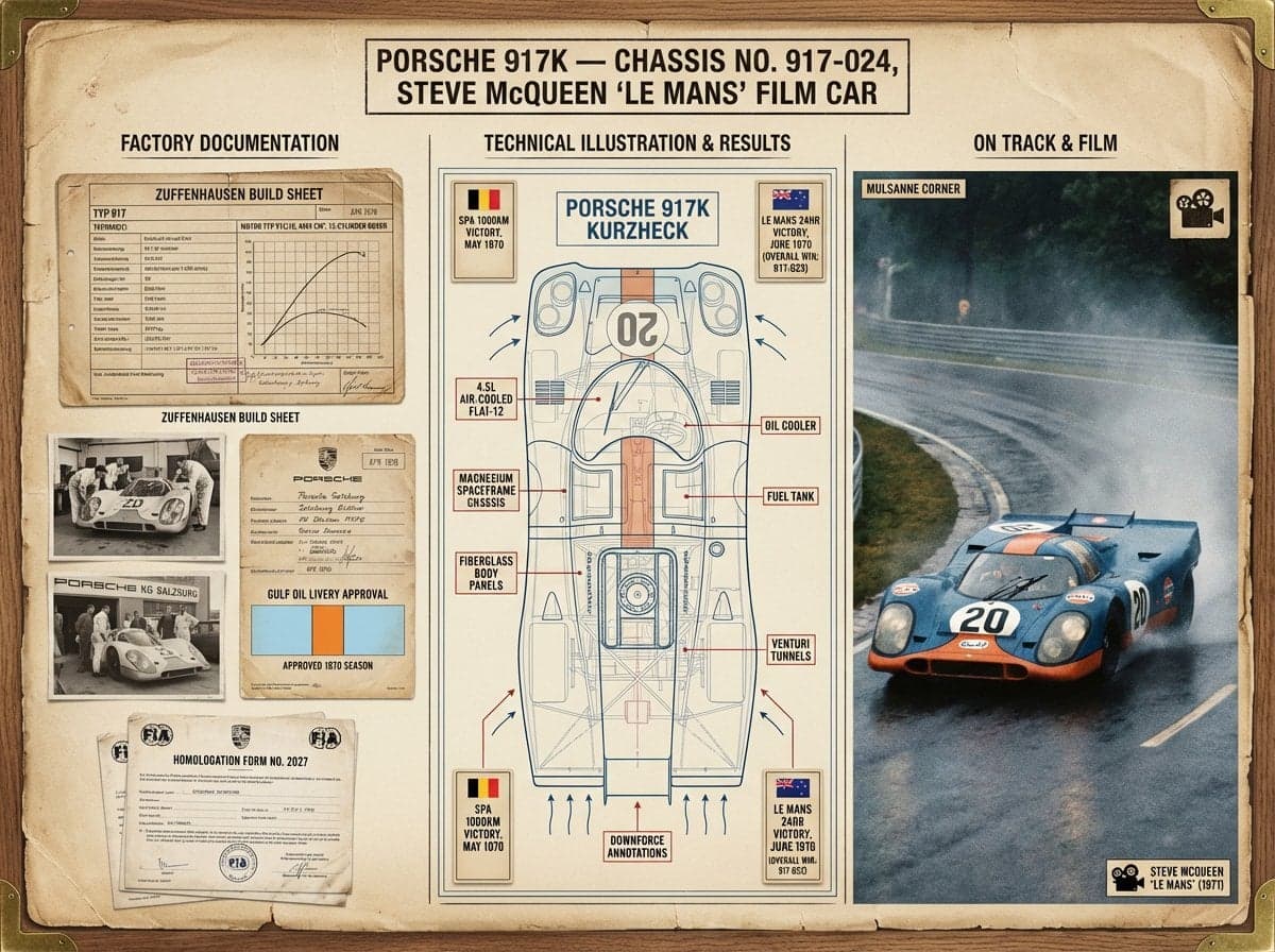 A marque historian's documentation board for [VEHICLE] — [MO