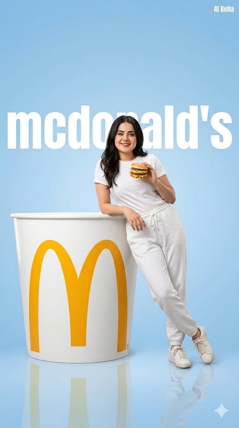 A minimalist ad featuring a large McDonald's bucket, with an