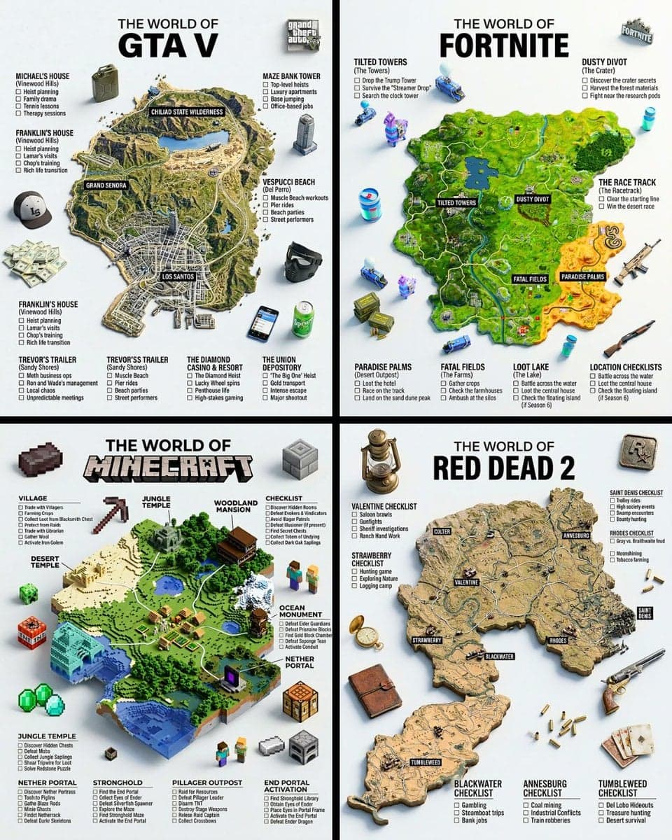 A hyper-realistic 3D game guide infographic poster for [GAME