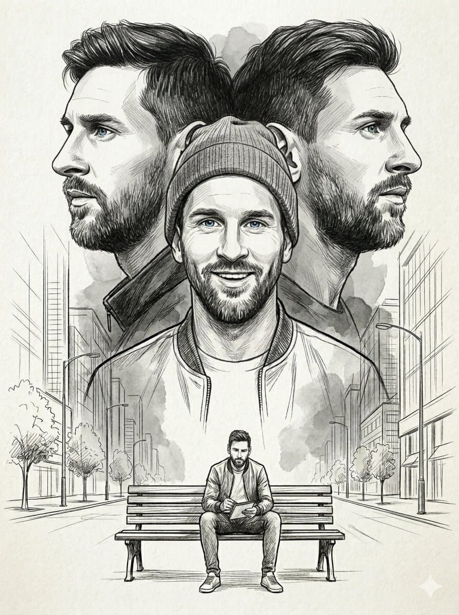 Ultra-detailed monochrome pencil sketch illustration featuri