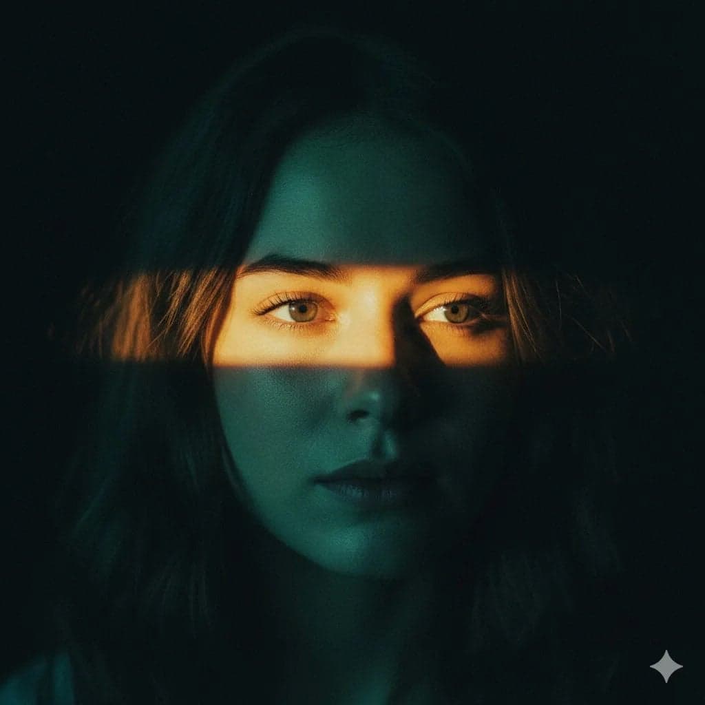 Ultra-realistic cinematic portrait of a young woman with sof