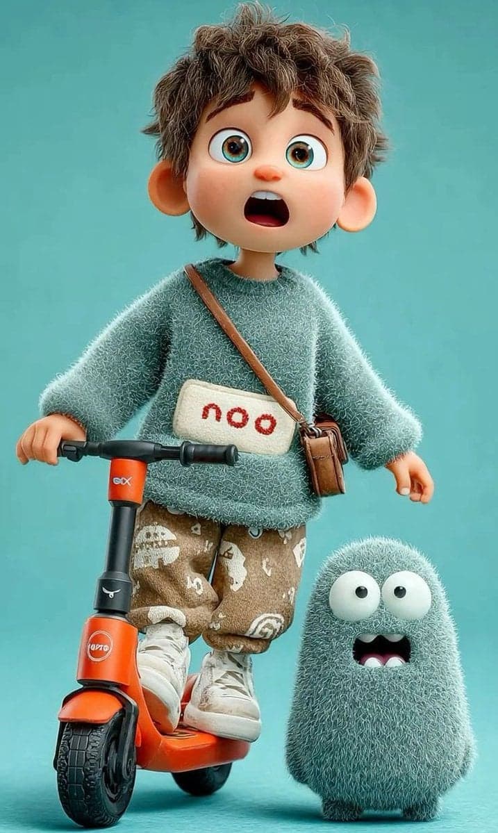 3D Pixar-style animated child character, cute young boy with