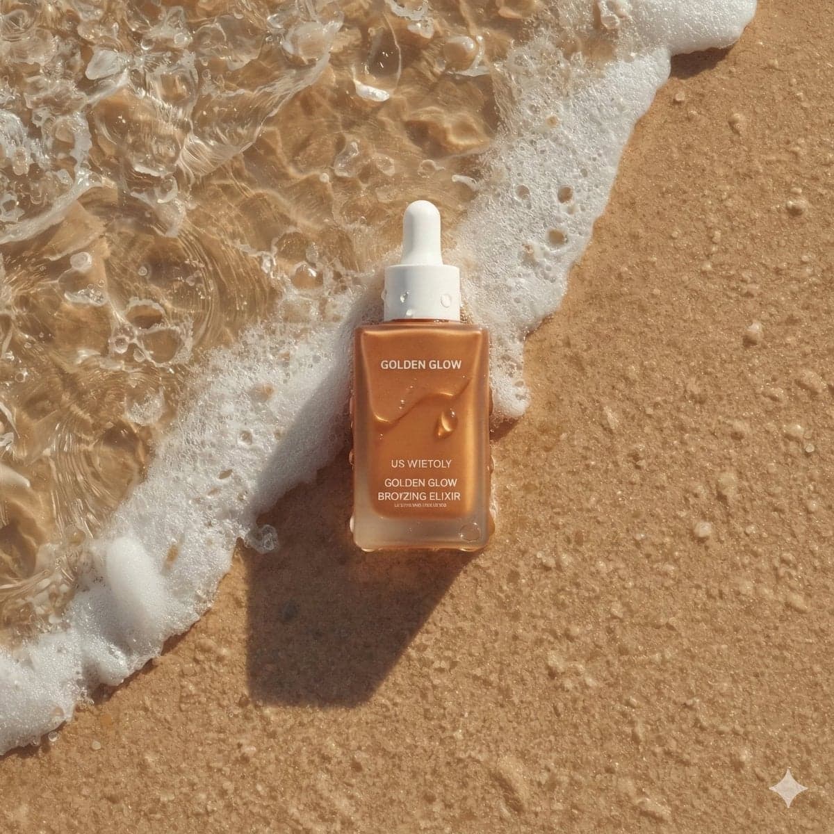 Ultra-realistic summer skincare product photography of a bro