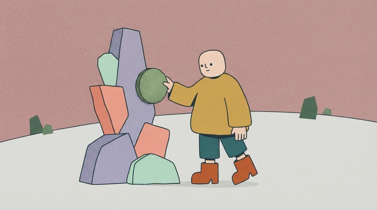 a minimal flat animated scene of something neutral but inter