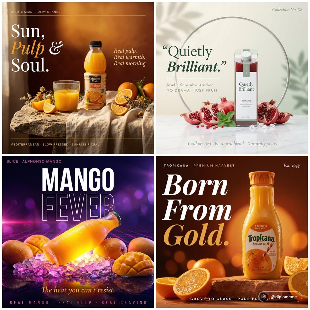 High-end cinematic campaign poster. A Minute Maid Pulpy oran