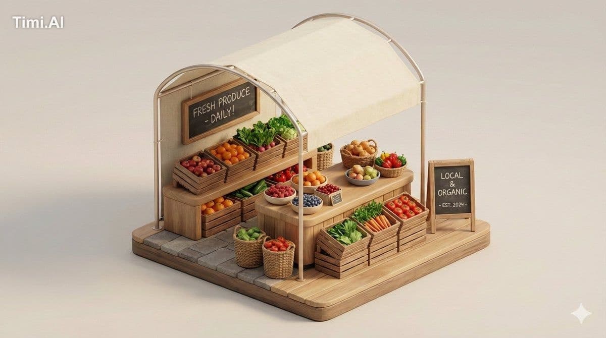 A clean, minimal 3D isometric diorama of a [URBAN RETAIL TYP