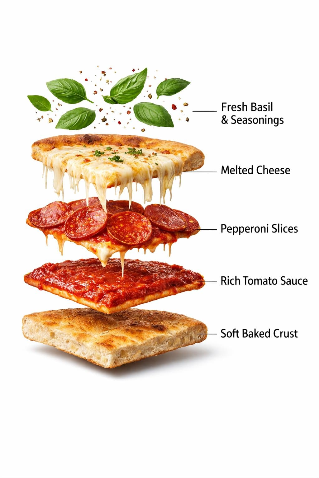 The Pizza start to round spin while ingredients separate gen