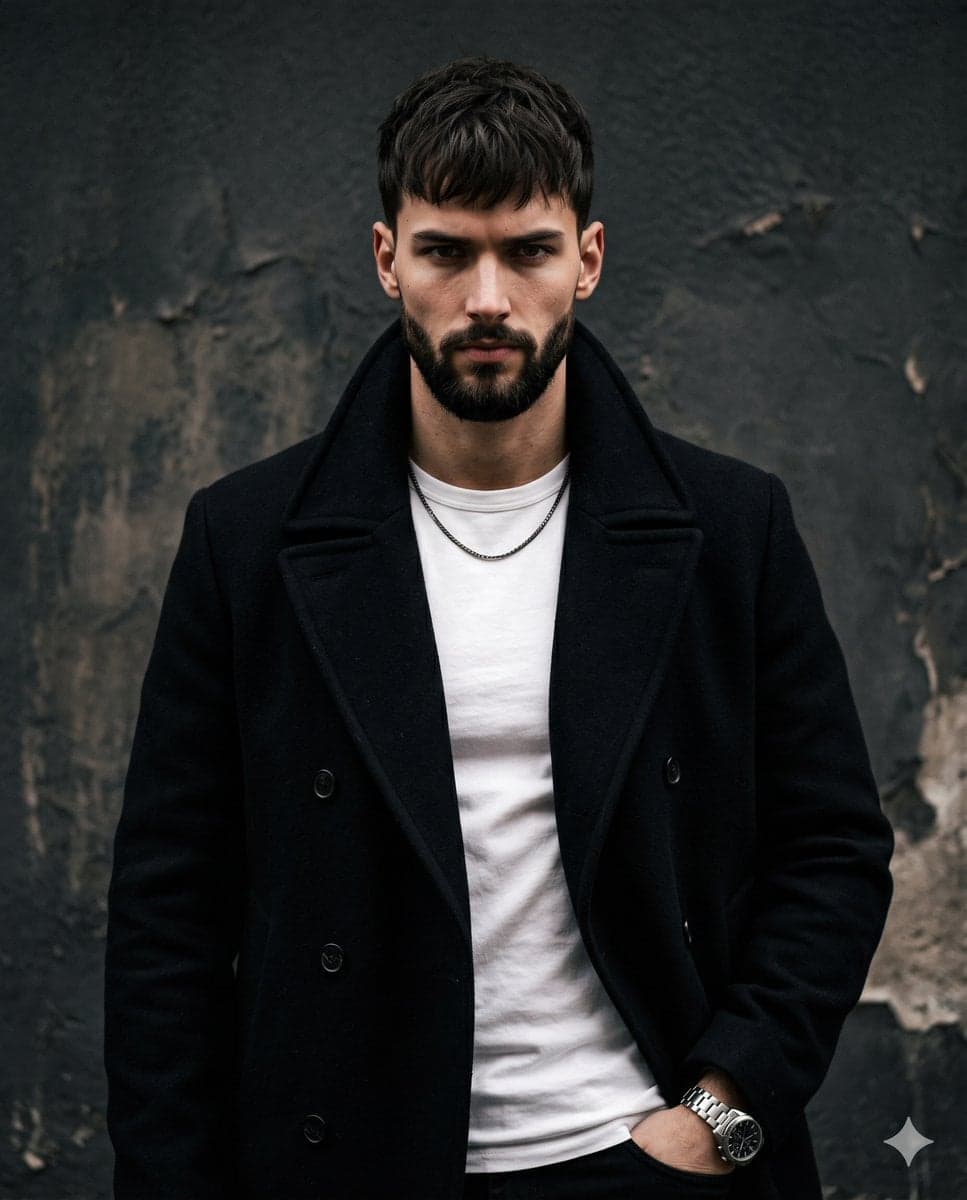 An adult male stands squarely facing the camera with level s