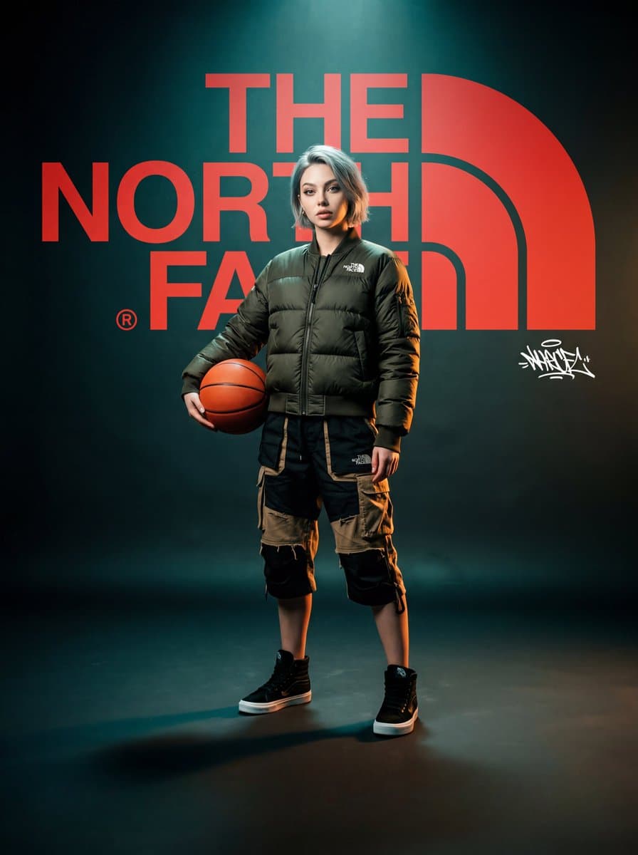 A high-fashion, cinematic brand concept poster for "The Nort