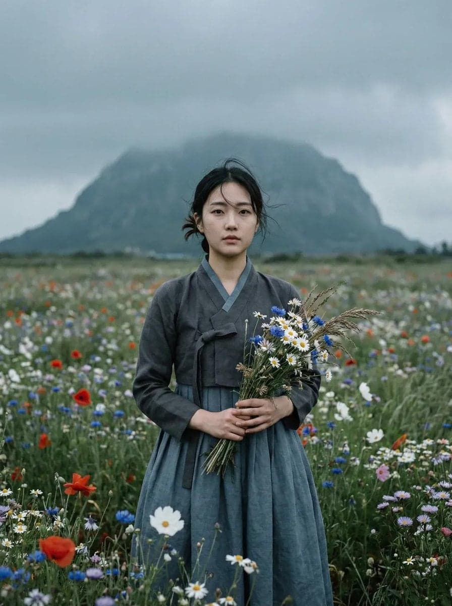 Ultra-realistic cinematic portrait of a young East Asian wom