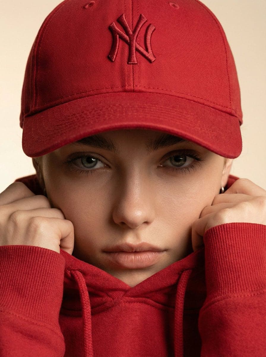 Ultra-realistic fashion beauty crop of a female model wearin