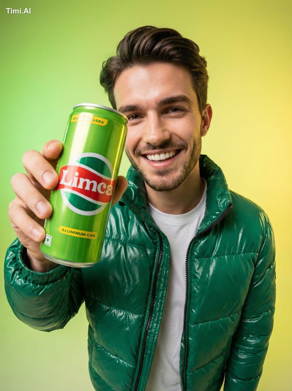 A high-end studio portrait of one smiling person holding a [