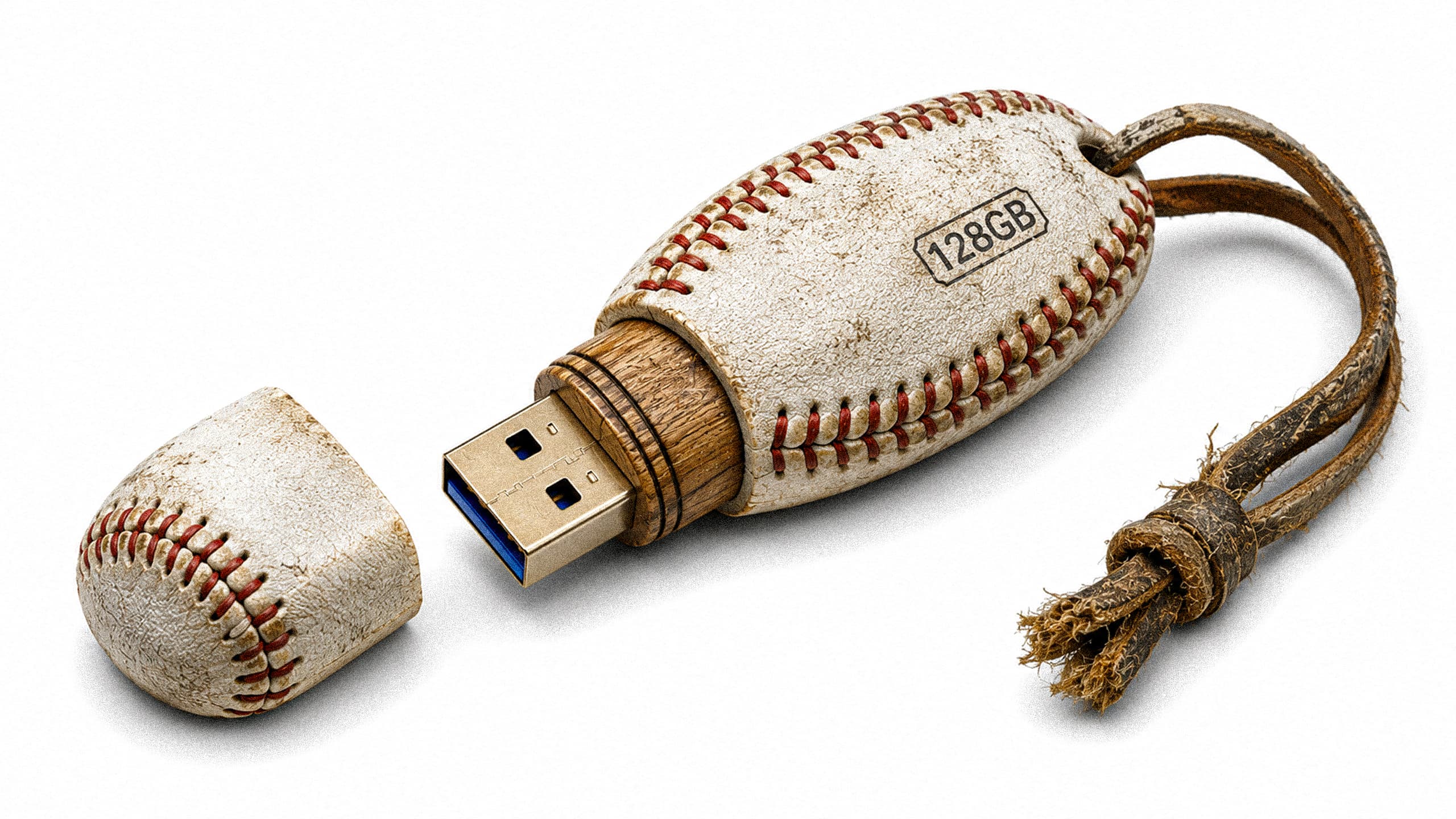Isometric view of a modern 128GB Flashdrive reimagined as/in