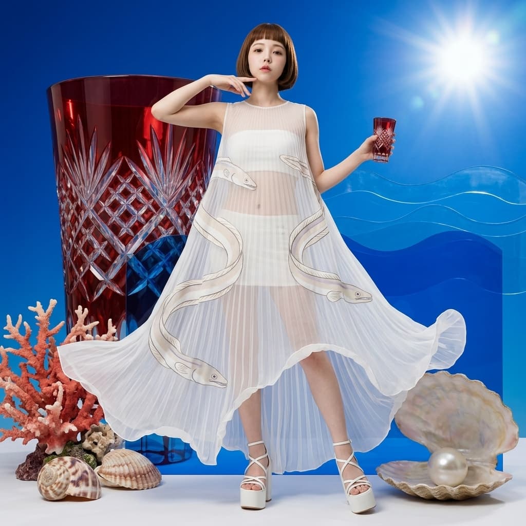 @画像を作成する テーマ「穴子」
季節「夏」
リファレンス画像の顔と髪型を厳密に維持。
リファレンス画像の日本人女性のモ