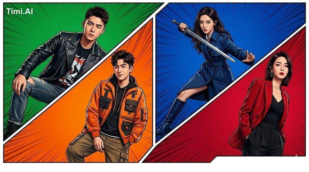 High-end Chinese drama poster collage featuring four charact