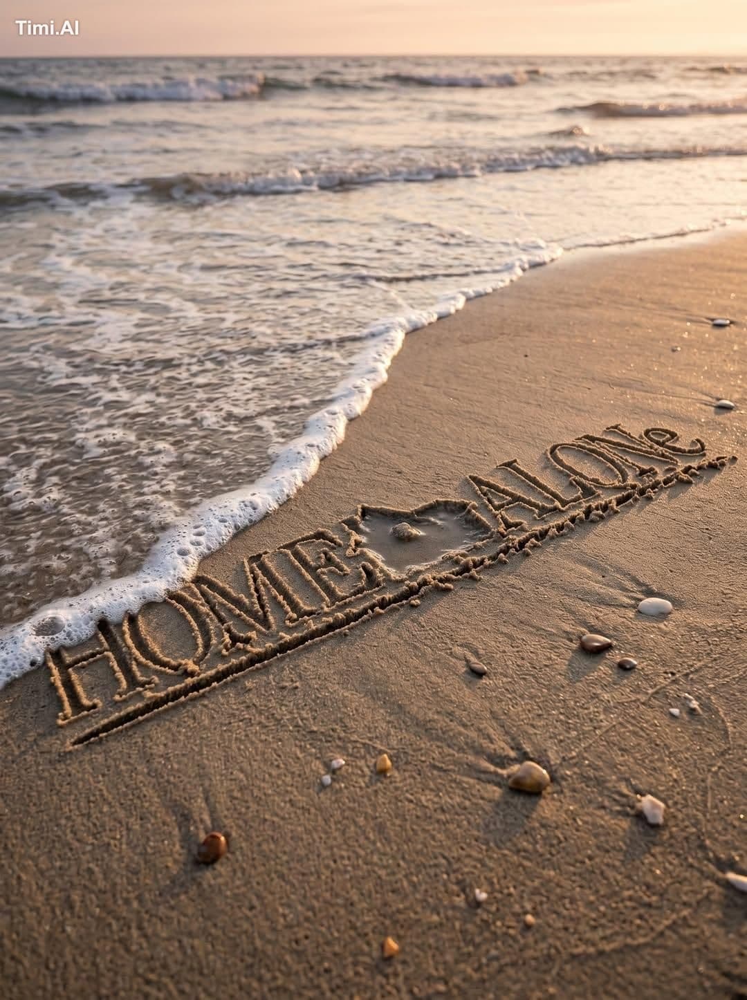 Transform the uploaded logo into a realistic beach scene whe