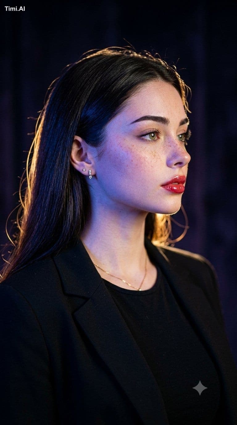 Ultra-realistic cinematic studio portrait, same face ID and 