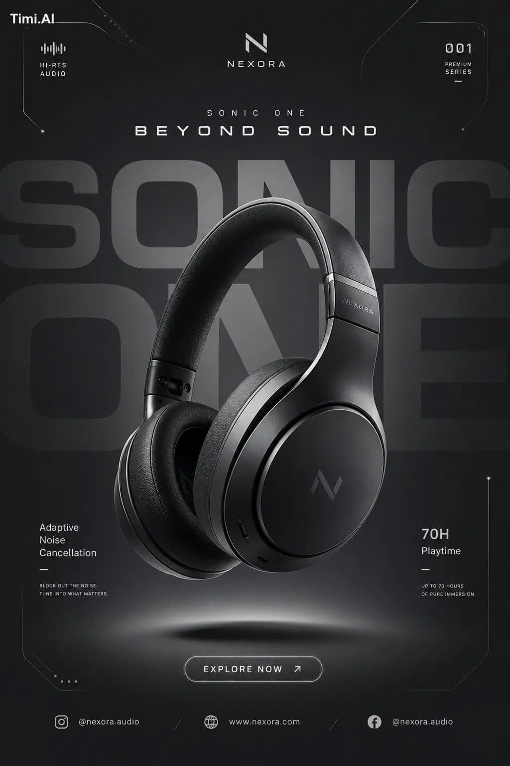 Create a premium modern tech product promotional social medi
