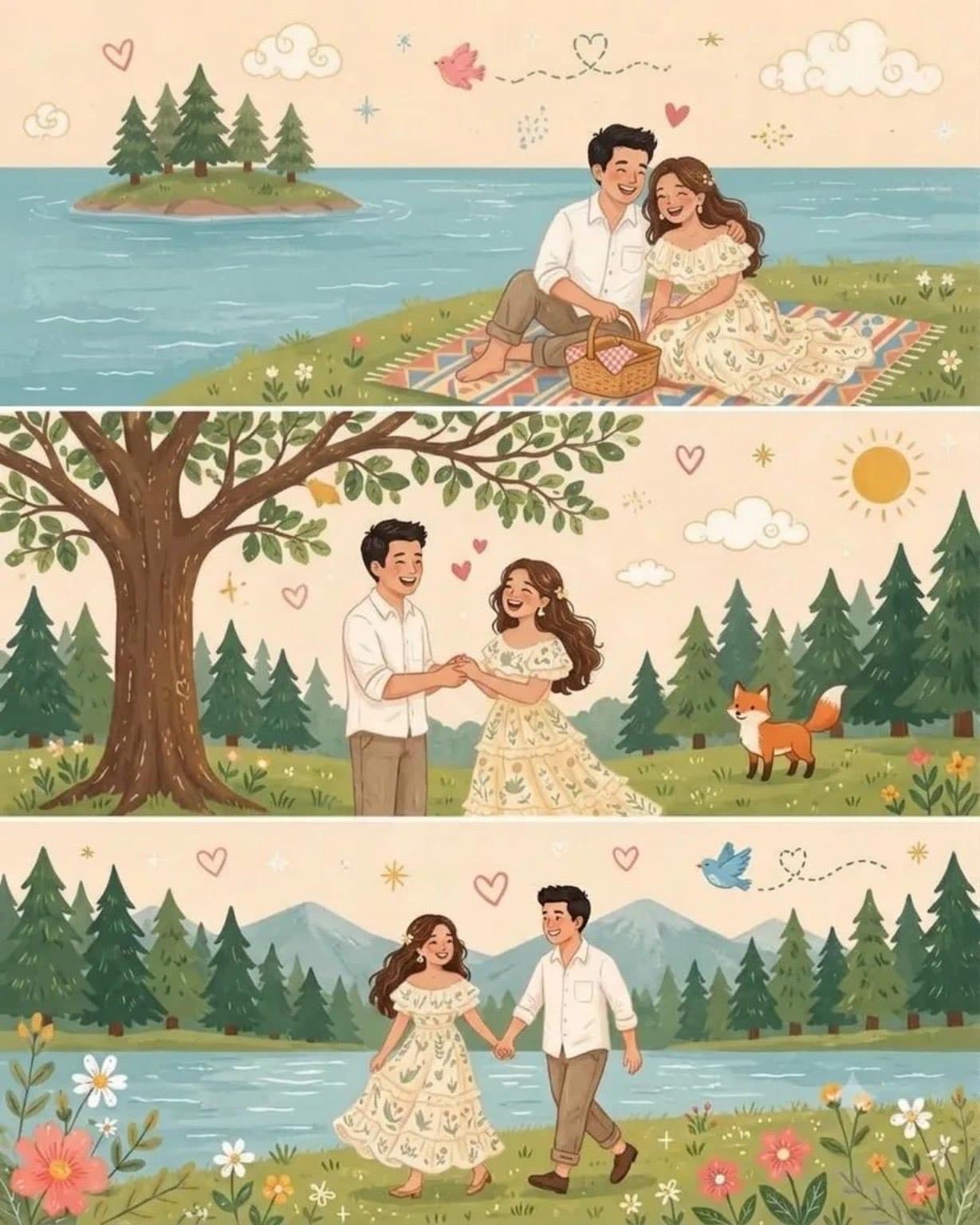 Transform the uploaded photo into a whimsical folk flat illu