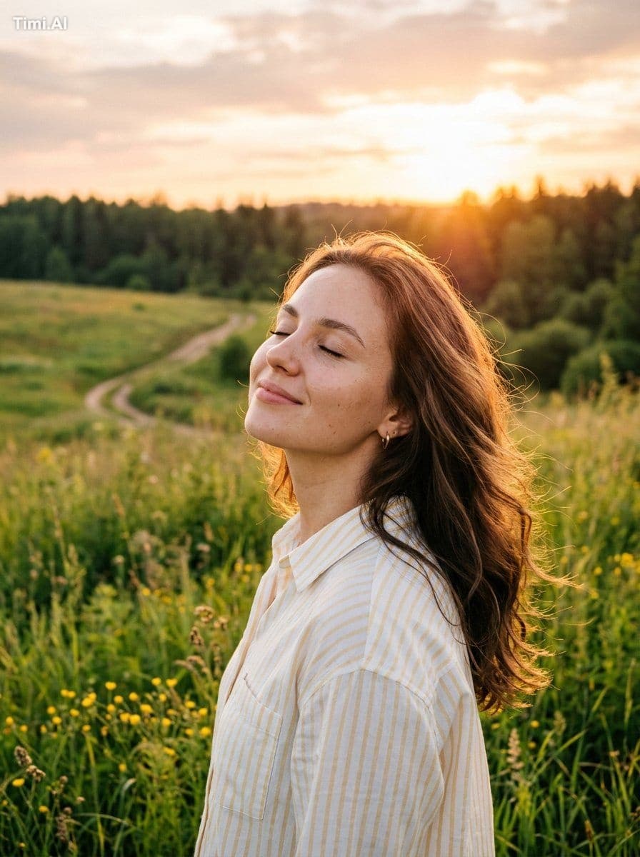 Create a realistic cinematic portrait of a girl in nature du