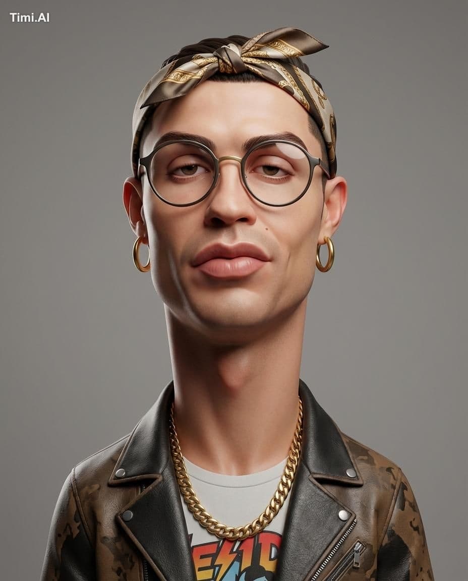 Create an exaggerated stylized 3D caricature character portr
