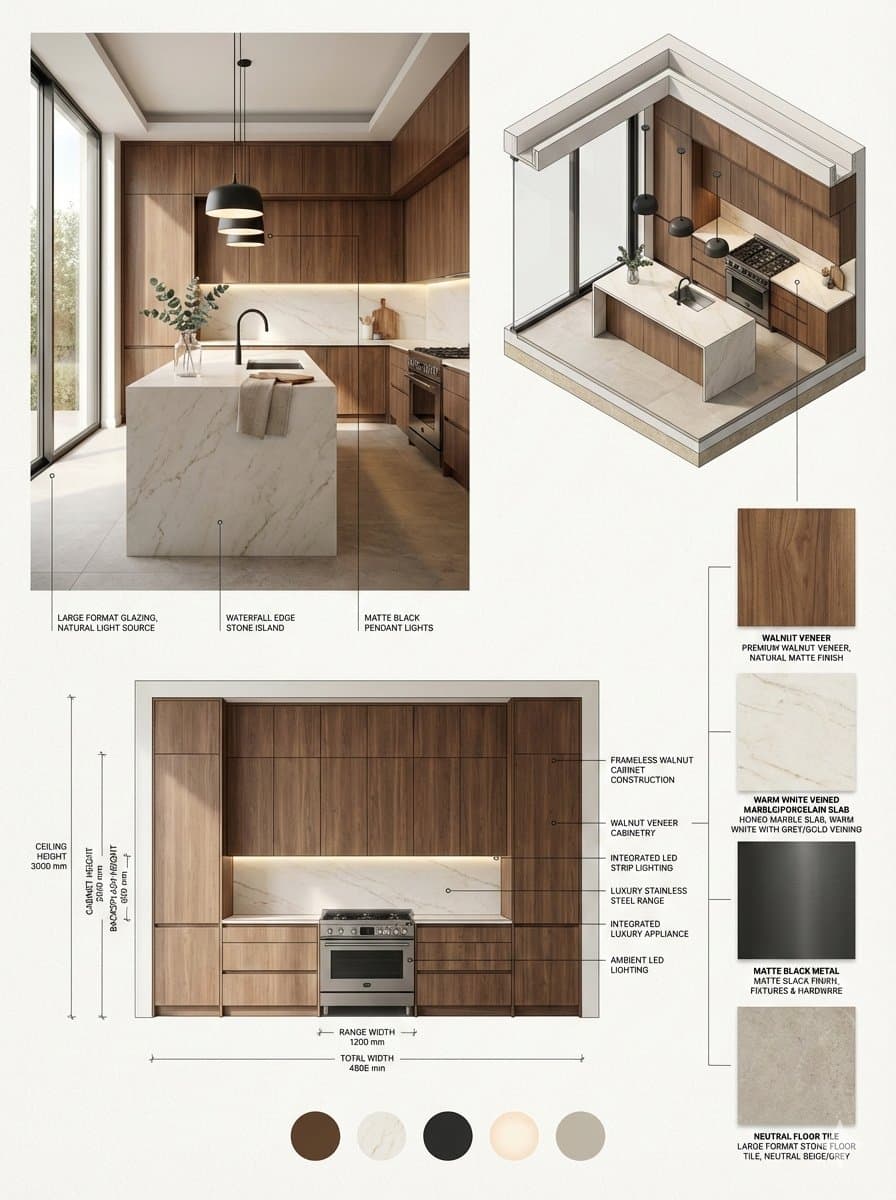 oversized props, exaggerated scale, miniature kitchen, disto