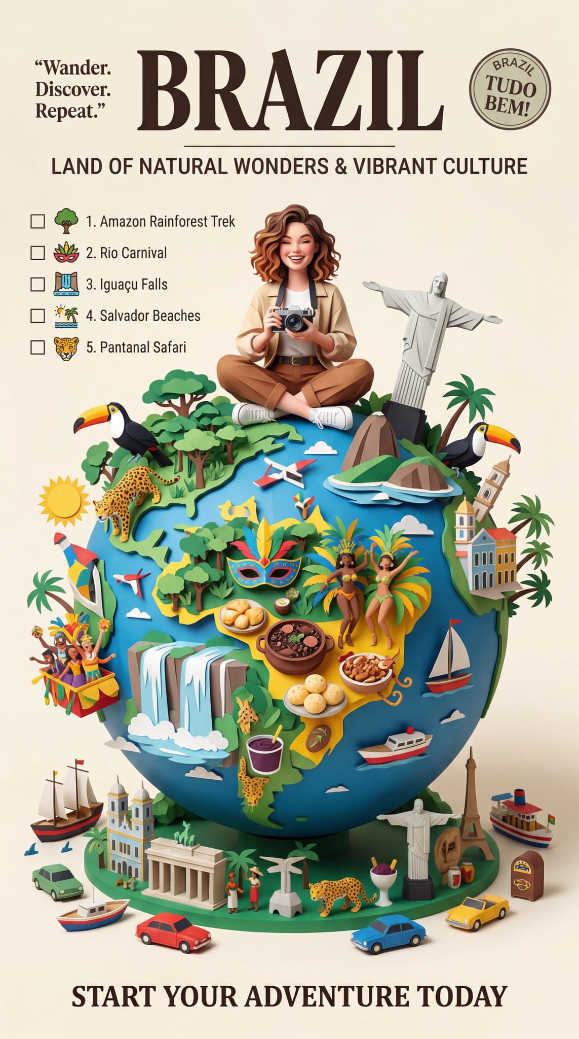 Design a premium vintage-inspired travel poster on a clean c
