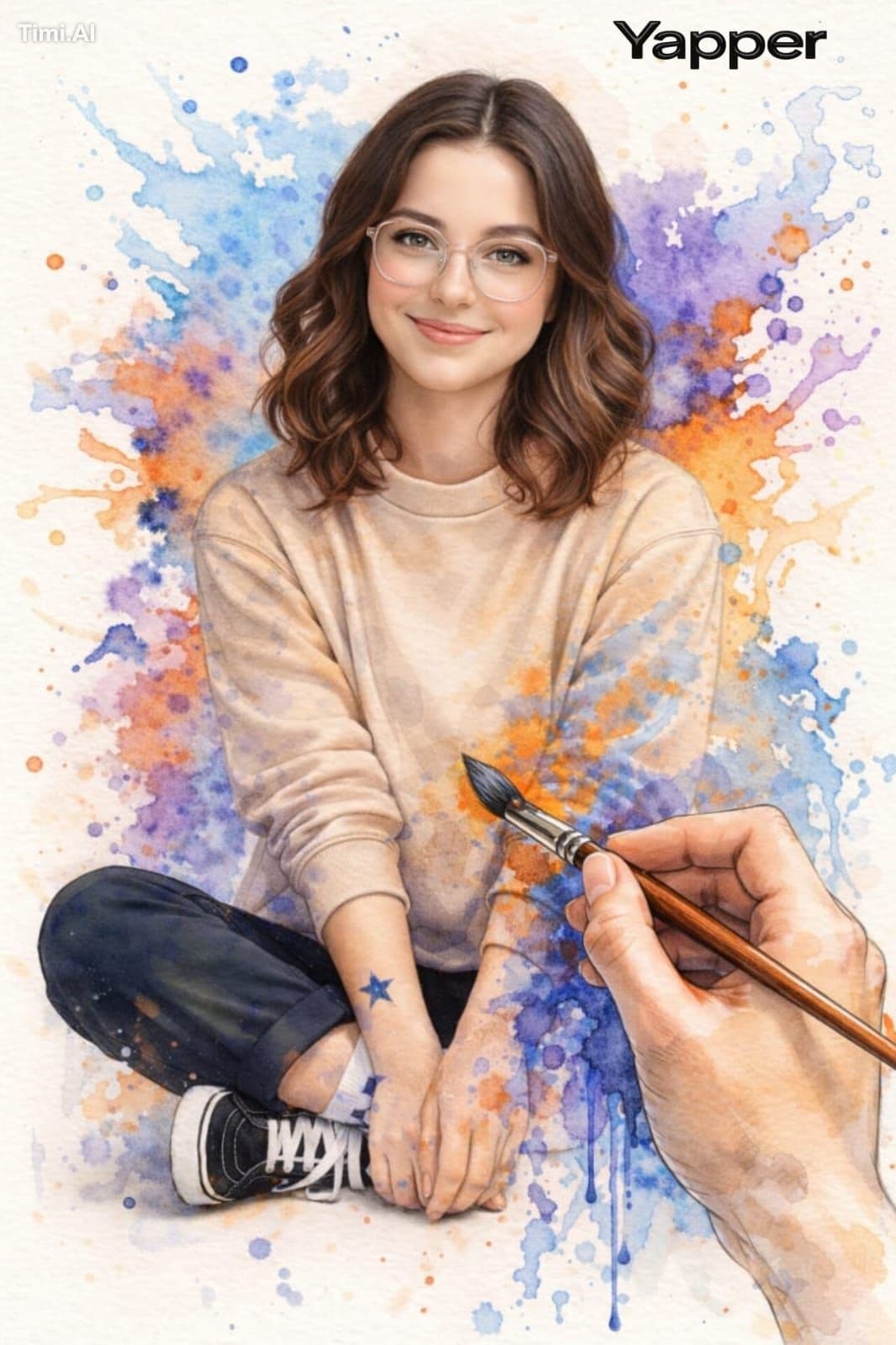 Create a vibrant and artistic watercolor painting of a smili