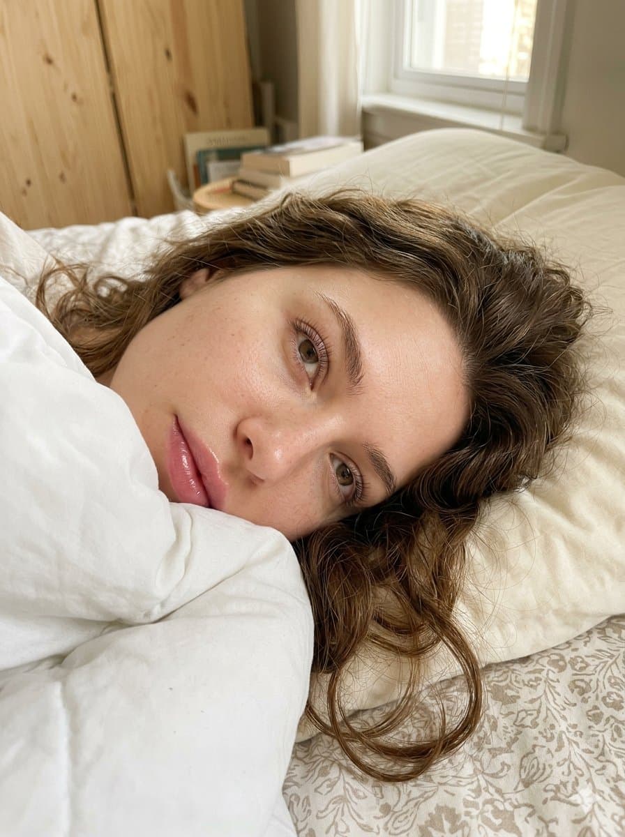 Ultra-realistic close-up smartphone selfie of a stunning you