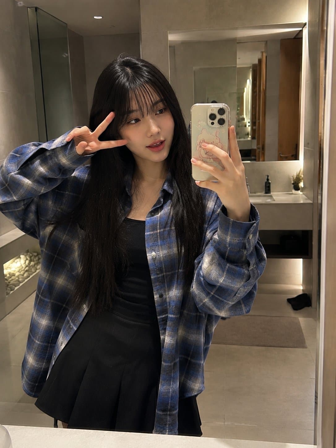 Beautiful young Japanese woman with long straight black hair