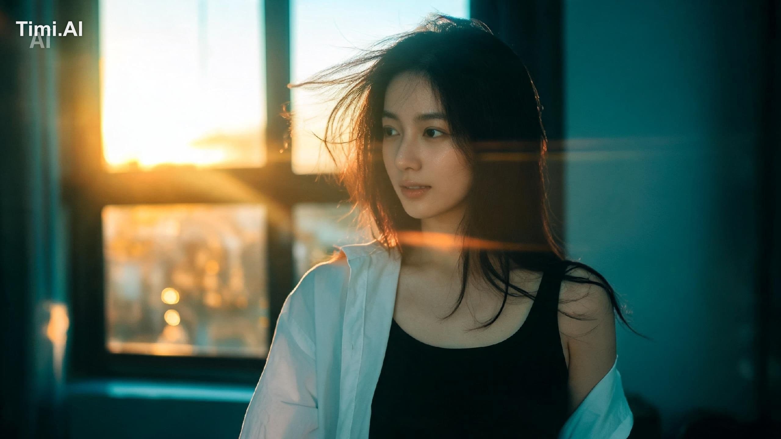 A beautiful young Japanese woman, natural and effortless bea