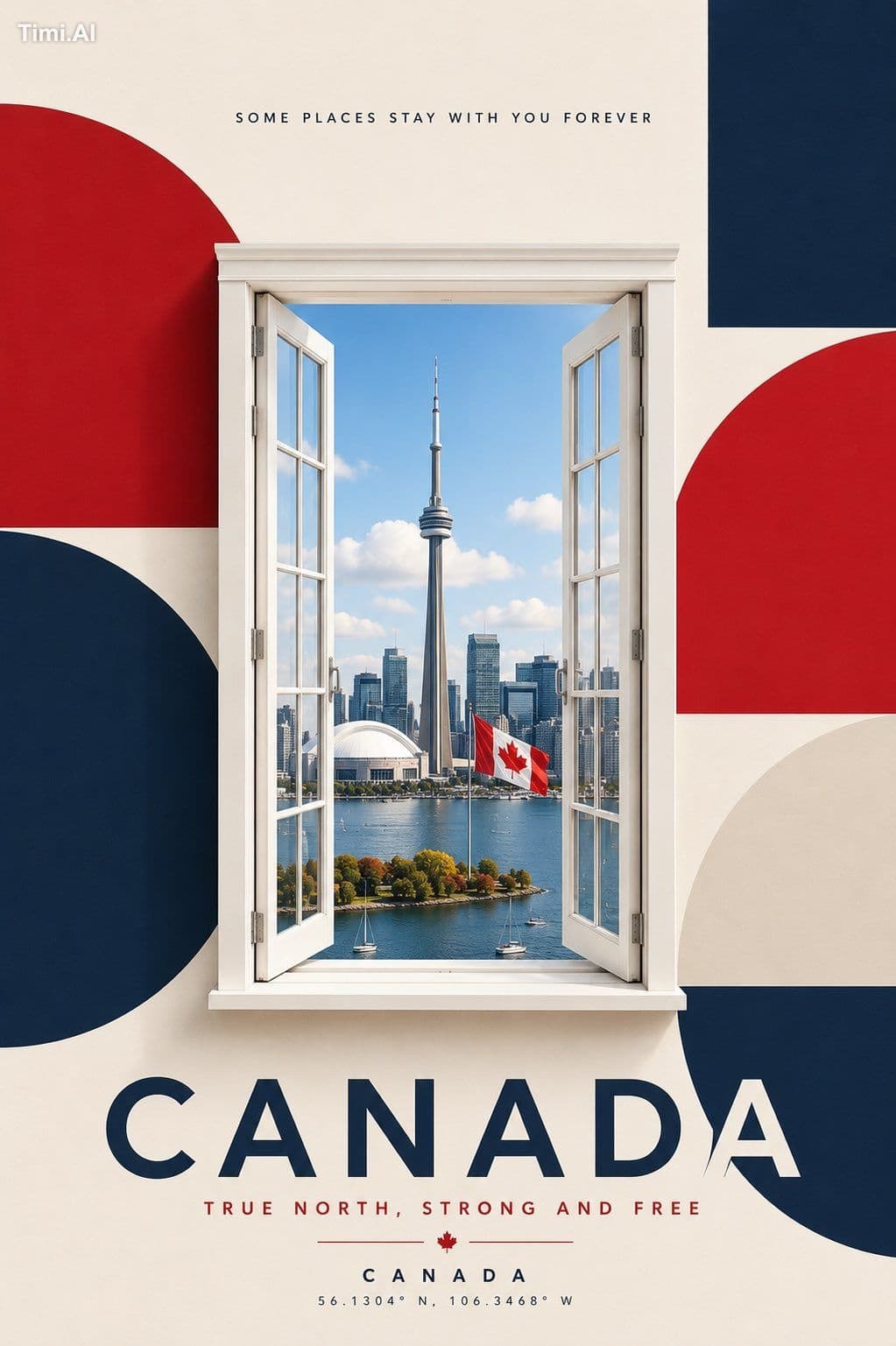 Create a premium minimalist travel poster with a clean edito