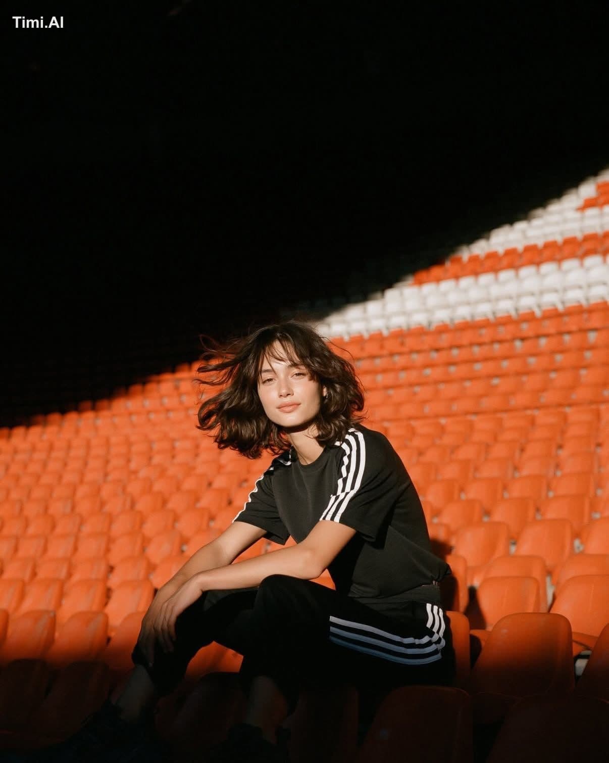 Photorealistic cinematic sports editorial inside a large foo