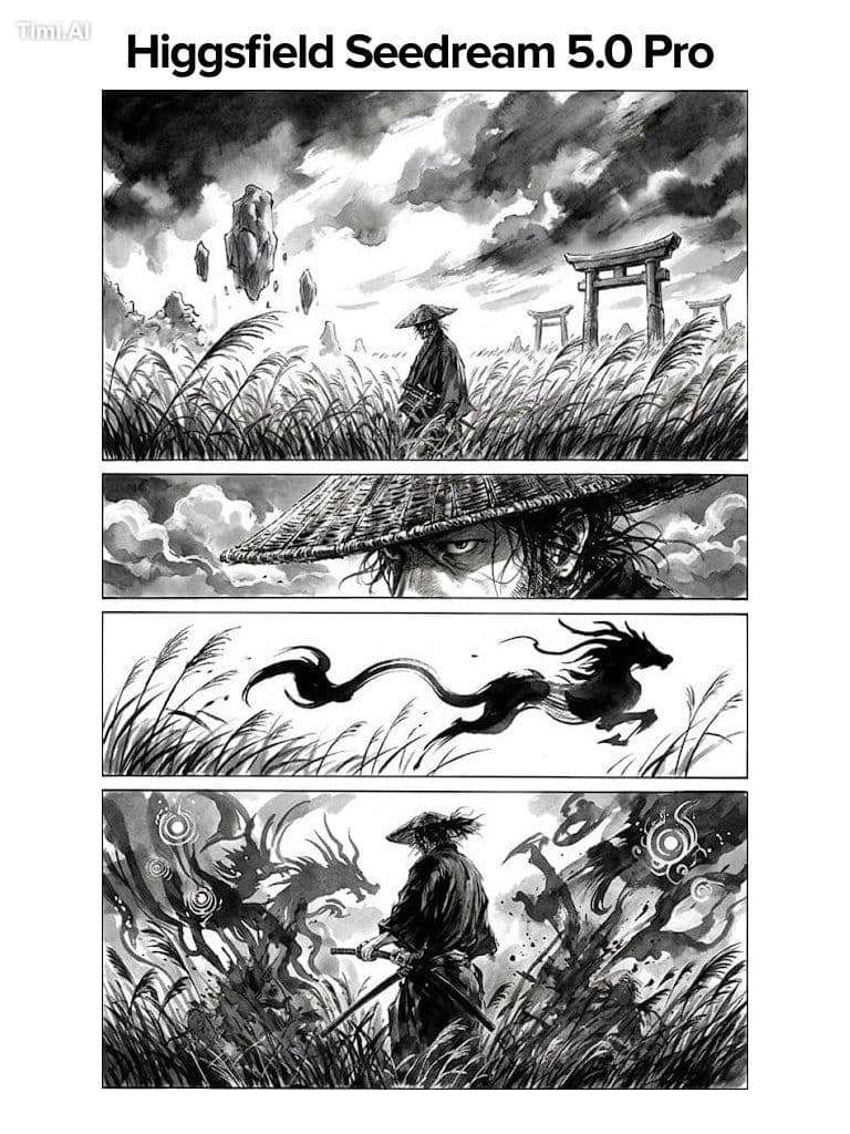 Create a high-quality black-and-white manga page in classic