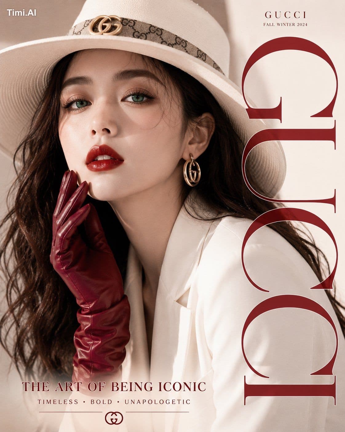 Create a hyper-realistic luxury editorial portrait for inspi