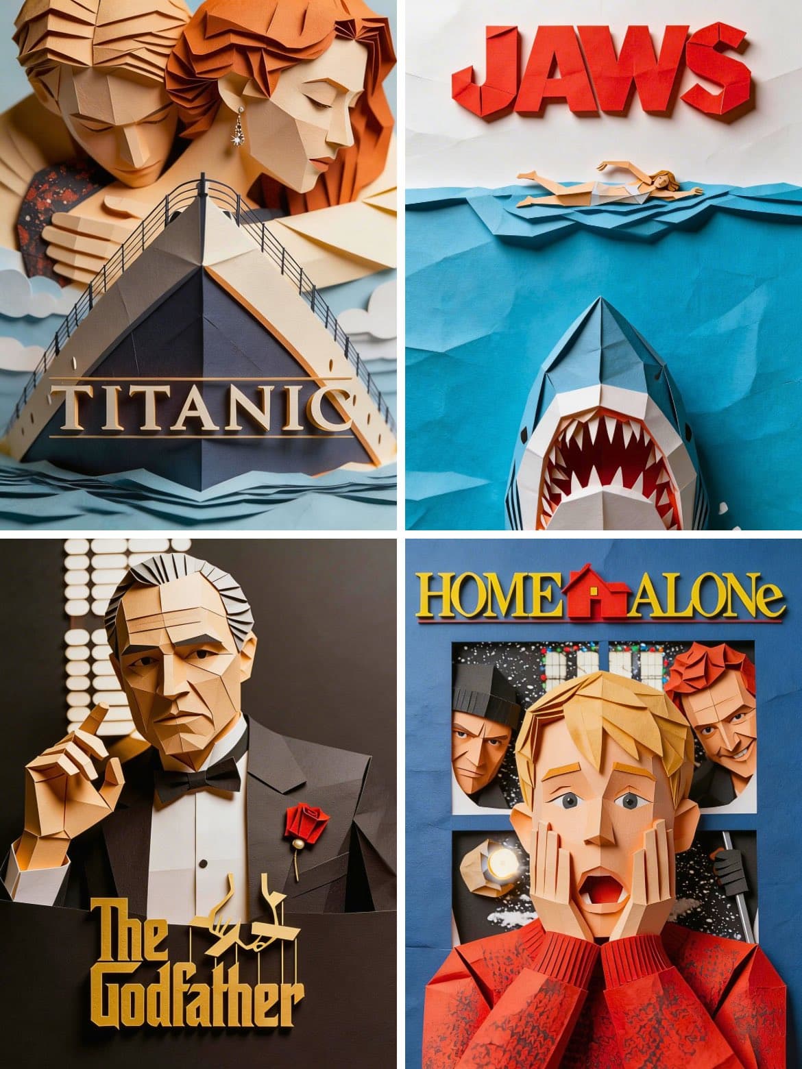Transform this movie poster into origami paper craft. Every
